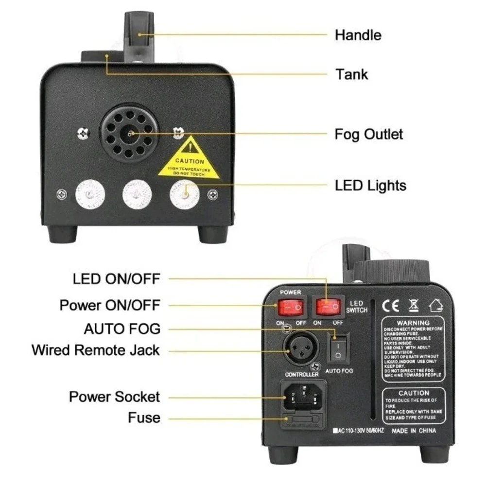 Smoke Machine, AGPTEK Fog Machine with 13 Colorful LED Lights Effect, 500W